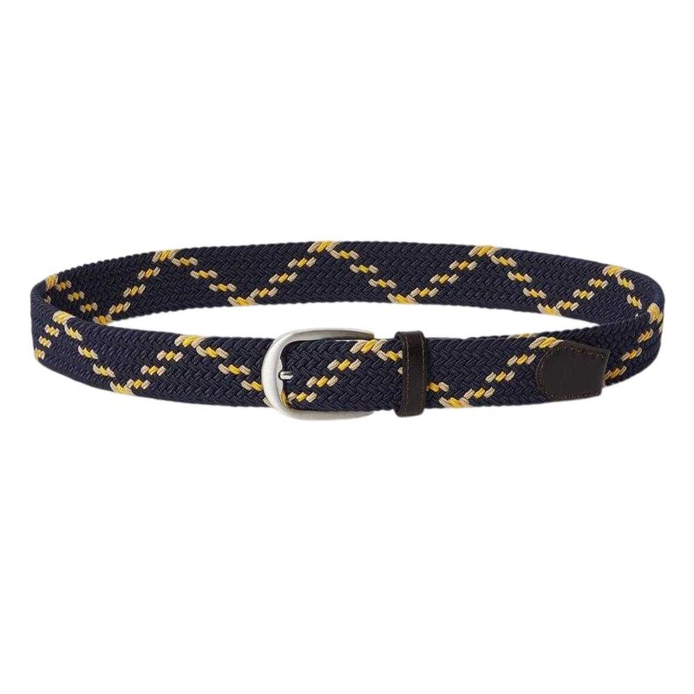 Osprey Mens Sam Woven Leather Belt / Navy/Brown